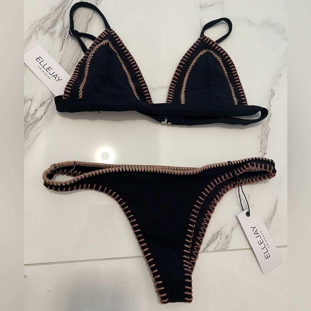 ELLEJAY Black Bikini Set with Contrast Stitching